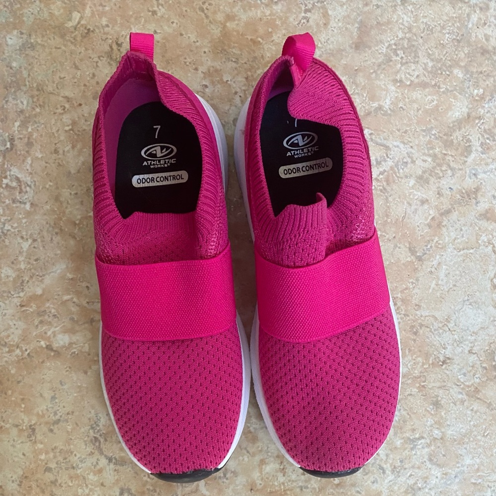 Odor Control Athletic Works Women's Fuchsia Slip-On Shoes